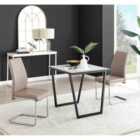 Furniture Box Carson White Marble Effect Square Dining Table and 2 Cappuccino Lorenzo Chairs