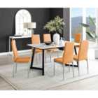Furniture Box Carson White Marble Effect Dining Table and 6 Mustard Milan Chrome Leg Chairs