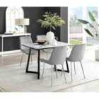 Furniture Box Carson White Marble Effect Dining Table and 4 Grey Pesaro Silver Chairs