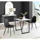 Furniture Box Carson White Marble Effect Square Dining Table and 2 Black Corona Black Leg Chairs