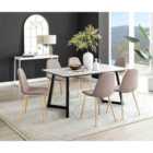 Furniture Box Carson White Marble Effect Dining Table and 6 Cappuccino Corona Gold Leg Chairs