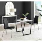 Furniture Box Carson White Marble Effect Square Dining Table and 2 Black Isco Chairs