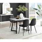 Furniture Box Carson White Marble Effect Dining Table and 4 Black Corona Black Leg Chairs