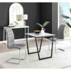 Furniture Box Carson White Marble Effect Square Dining Table and 2 Grey Murano Chairs