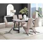 Furniture Box Carson White Marble Effect Dining Table and 6 Cappuccino Willow Chairs