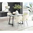 Furniture Box Carson White Marble Effect Dining Table and 4 Black Arlon Silver Leg Chairs