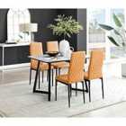 Furniture Box Carson White Marble Effect Dining Table and 4 White Milan Black Leg Chairs