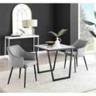 Furniture Box Carson White Marble Effect Square Dining Table and 2 Grey Calla Black Leg Chairs