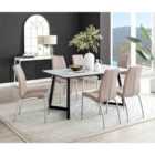 Furniture Box Carson White Marble Effect Dining Table and 6 Cappuccino Isco Chairs