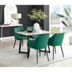 Furniture Box Carson White Marble Effect Dining Table and 4 Green Calla Black Leg Chairs