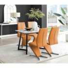 Furniture Box Carson White Marble Effect Dining Table and 4 Mustard Willow Chairs