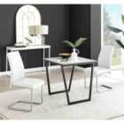 Furniture Box Carson White Marble Effect Square Dining Table and 2 White Lorenzo Chairs