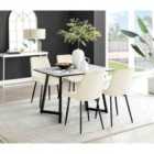 Furniture Box Carson White Marble Effect Dining Table and 4 Cream Pesaro Black Leg Chairs