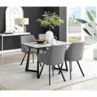 Furniture Box Carson White Marble Effect Dining Table and 4 Dark Grey Falun Black Leg Chairs