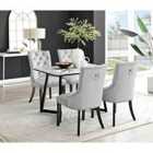 Furniture Box Carson White Marble Effect Dining Table and 4 Blue Belgravia Black Leg Chairs