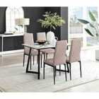 Furniture Box Carson White Marble Effect Dining Table and 4 Grey Milan Black Leg Chairs