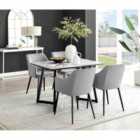Furniture Box Carson White Marble Effect Dining Table and 4 Grey Calla Black Leg Chairs