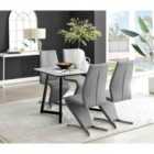Furniture Box Carson White Marble Effect Dining Table and 4 Grey Willow Chairs