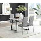 Furniture Box Carson White Marble Effect Dining Table and 4 Mustard Milan Chrome Leg Chairs