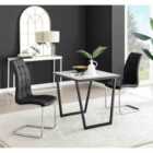 Furniture Box Carson White Marble Effect Square Dining Table and 2 Black Murano Chairs