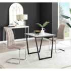 Furniture Box Carson White Marble Effect Square Dining Table and 2 Cappuccino Murano Chairs