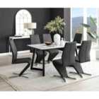 Furniture Box Carson White Marble Effect Dining Table and 6 Black Willow Chairs