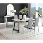 Furniture Box Carson White Marble Effect Dining Table and 6 Grey Milan Chrome Leg Chairs