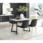 Furniture Box Carson White Marble Effect Dining Table and 4 Black Pesaro Gold Leg Chairs