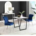 Furniture Box Carson White Marble Effect Square Dining Table and 2 Blue Nora Silver Leg Chairs