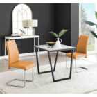 Furniture Box Carson White Marble Effect Square Dining Table and 2 Mustard Lorenzo Chairs
