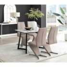 Furniture Box Carson White Marble Effect Dining Table and 4 Cappuccino Willow Chairs