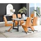 Furniture Box Carson White Marble Effect Dining Table and 6 Mustard Willow Chairs