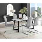 Furniture Box Carson White Marble Effect Dining Table and 6 Grey Murano Chairs