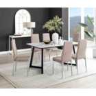 Furniture Box Carson White Marble Effect Dining Table and 6 Cappuccino Milan Chrome Leg Chairs