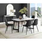 Furniture Box Carson White Marble Effect Dining Table and 6 Black Corona Black Leg Chairs