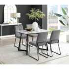 Furniture Box Carson White Marble Effect Dining Table and 4 Dark Grey Halle Chairs
