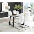 Furniture Box Carson White Marble Effect Dining Table and 4 White Murano Chairs