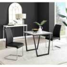 Furniture Box Carson White Marble Effect Square Dining Table and 2 Black Lorenzo Chairs
