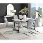 Furniture Box Carson White Marble Effect Dining Table and 6 Grey Lorenzo Chairs