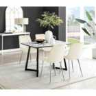 Furniture Box Carson White Marble Effect Dining Table and 4 Cream Pesaro Silver Chairs