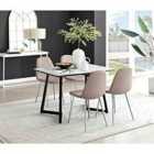 Furniture Box Carson White Marble Effect Dining Table and 4 Grey Corona Silver Chairs