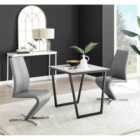 Furniture Box Carson White Marble Effect Square Dining Table and 2 Grey Willow Chairs