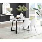 Furniture Box Carson White Marble Effect Dining Table and 4 Black Isco Chairs