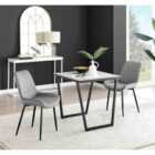 Furniture Box Carson White Marble Effect Square Dining Table and 2 Grey Pesaro Black Leg Chairs