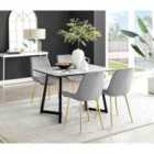 Furniture Box Carson White Marble Effect Dining Table and 4 Grey Pesaro Gold Leg Chairs