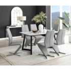 Furniture Box Carson White Marble Effect Dining Table and 6 Grey Willow Chairs