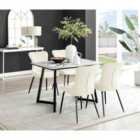 Furniture Box Carson White Marble Effect Dining Table and 4 Cream Nora Black Leg Chairs