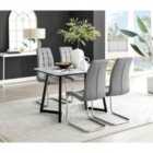 Furniture Box Carson White Marble Effect Dining Table and 4 Grey Murano Chairs