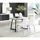 Furniture Box Carson White Marble Effect Dining Table and 4 Black Lorenzo Chairs