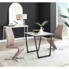 Furniture Box Carson White Marble Effect Square Dining Table and 2 Cappuccino Willow Chairs